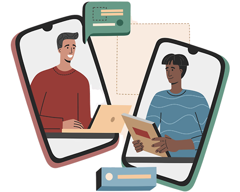 Phone interview discussion illustration